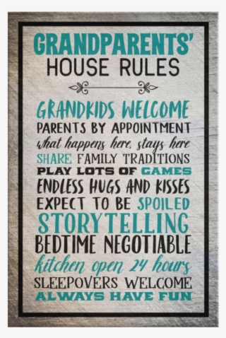 Canvas Wall Art Quote "grandparent's House Rules" Typography - Poster