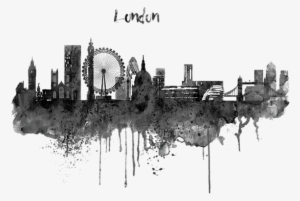 Bleed Area May Not Be Visible - London Skyline Black And White Watercolor