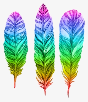 Tumblr Colorful Bohemian Neon - Colour Feather Drawing
