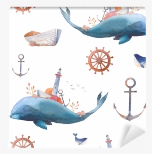 Watercolor Creative Whale Seamless Pattern - Watercolor Painting