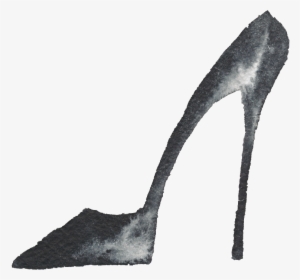 This Graphics Is Stiletto Black And White Watercolor - High-heeled Shoe
