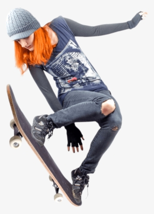 Skateboarder Ginger - Girl Jumping On Skateboard
