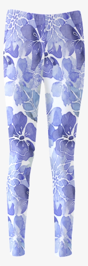Watercolor Flower Pattern Women's Leggings - Pajamas