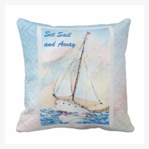 Sailboat At Sea Fine Art Watercolor Painting Pillows - Sail