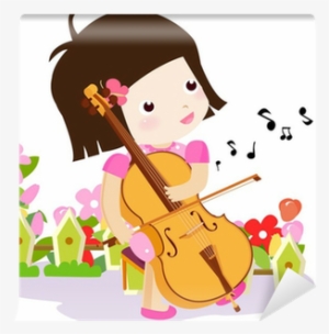 Vector Illustration, Girl Playing Violin Wall Mural - Violin