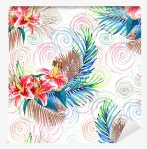 Seamless Floral Pattern With Beautiful Watercolor Palm - Watercolor Painting