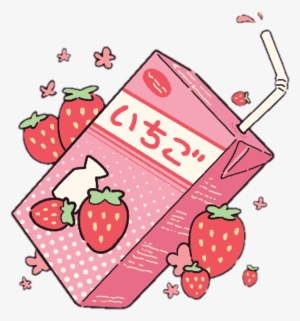 Aesthetic Kawaii Milk Strawberry Pink - Aesthetic Kawaii Strawberry