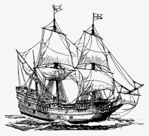 Free Vector Carrack Ship Clip Art - Ship Drawing Black And White