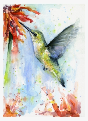 Click And Drag To Re-position The Image, If Desired - Hummingbird And Flower Watercolor