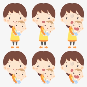 Woman Hug Baby With Different Emotions Free Png And - Cartoon Woman Different Emotions Png