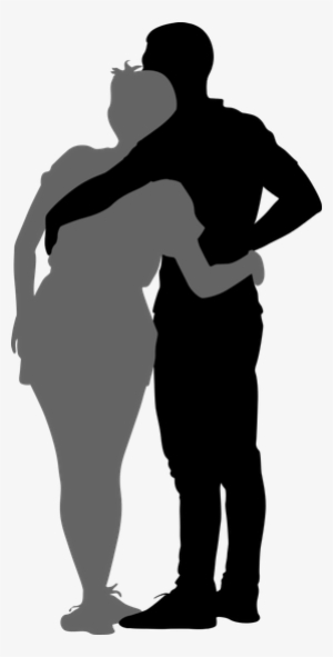 Couple Hugging Silhouette - Mann Mit Frau Hand An Hand