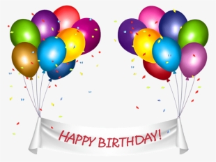 Transparent Happy Birthday Banner And Baloons Png Clip - Happy Birthday Banner Png Transparent