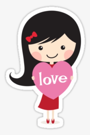 Cute Cartoon Girl Png Free Download - Cartoon Love Stickers Png