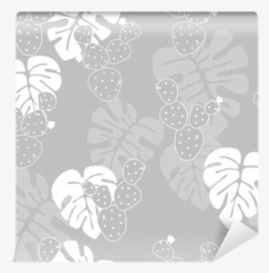 Seamless Pattern With Palm Leaves And Cactus - Swiss Cheese Plant