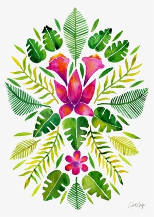 Art Print: Tropical Symmetry Pink And Green