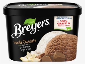 A 48 Ounce Tub Of Breyers Vanilla Chocolate Front Of - Breyers Frozen Dairy Dessert, Butter Almond - 1.5 Qt
