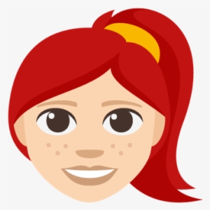 Redhead Emoji Example, With Freckles - Red Haired Emoji Png