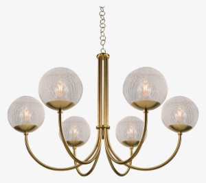 oxford brushed brass 6 arm cracked glass globes pendant - chandelier