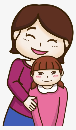 Cuddling Clipart Mother Sister - Cartoon