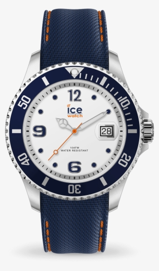 Ice Steel - White Blue - 16610 On Rubber Strap
