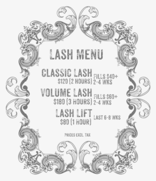 lash menu prices