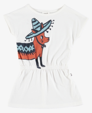 Picture Of Mexican Chihuahua Print Dress Ivory Multi - Burro