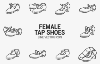 Female Tap Shoes Icons Vector - Outline Of A Tap Shoes