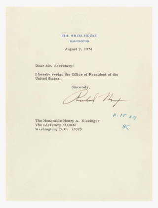 Nixon's Letter Of Resignation - Writing A Letter Of Resignation
