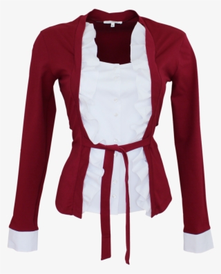 Jersey-shirt In Pomegranate With Ruffles In White - Blouse
