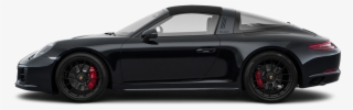 Drivers Side Profile, Convertible Top Up - Porsche 911 Targa Gts Black
