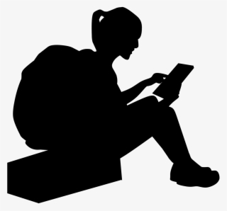 Clip Art Girl Reading Silhouette - Sitting