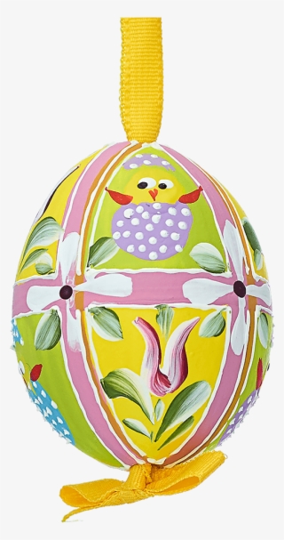 Easter Egg Yellow/green With Chicks And Flowers - Pendant