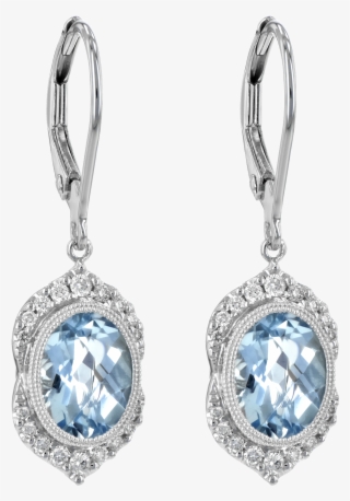Oval Aquas And Diamond Earrings - Earrings