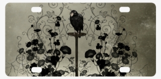 Crow With Flowers On Vintage Background Classic License - Mouse