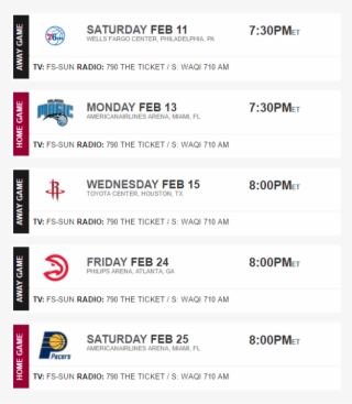 Heat Feb Games - Indiana Pacers