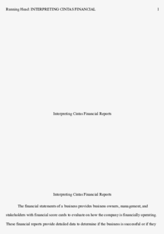 Interpreting Cintas Financial Reports Interpreting - Document