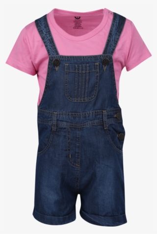 Girls Cotton Dungaree And Top Set - One-piece Garment