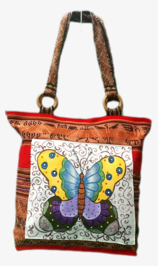 Hand Bag With Butterflies Painted By Hand - Tote Bag