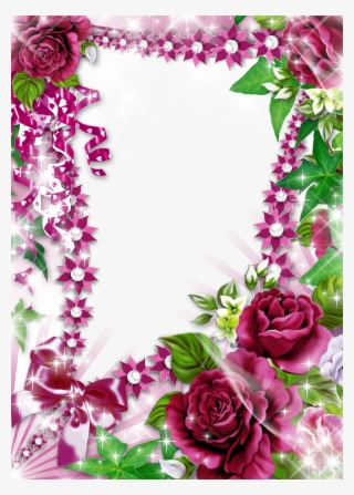 Clip Frame Collage - Purple Rose Flower Border Design