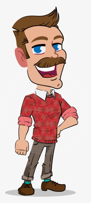 Simple Style Cartoon Of A Man With Mustache - Cartoon