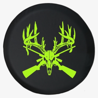 Deer Skull Big Rack Crossed Hunting Rifles - Buck Skull And Arrows