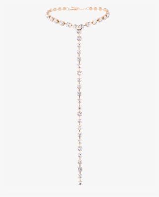 Rhinestone Alloy Long Chain Necklace In Golden - Chain