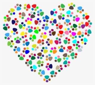 Prismatic Paw Prints Heart 2 Jpg Freeuse - Clip Art Colorful Heart