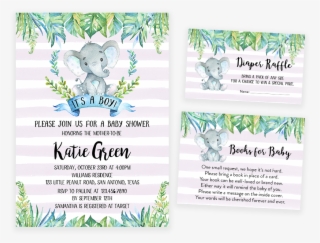 Blue Elephant Safari Baby Shower Invitation Pack - Swallowtail Butterfly