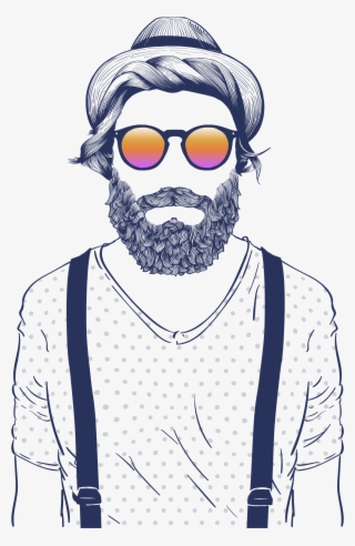 Photography Glasses Illustration Foreign Hipster Artwork - Hipster Long Beard Art