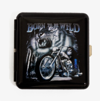 Cigarette Case, Assorted Motorcycle Designs, Black, - Picture Frame