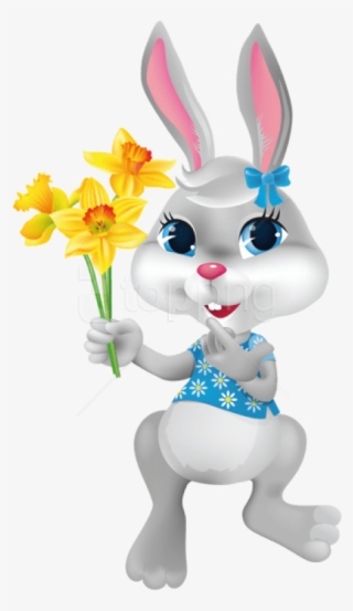 Free Png Easter Bunny With Daffodilspicture Png Images - Happy Easter Crafts Clipart