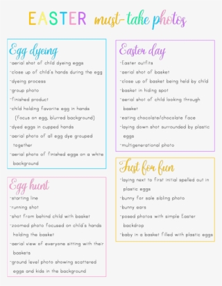 Easter Photo Ideas Printable Checklist - Document