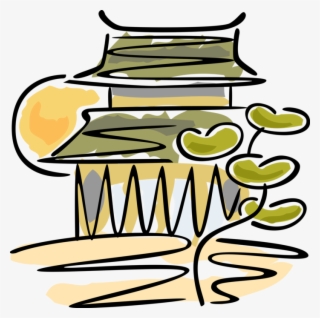 Vector Illustration Of Japanese Pagoda Temple Or Sacred