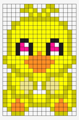 Transparent Library Chica Plushie Perler Bead Pattern - Pixel Art Fnaf Chica